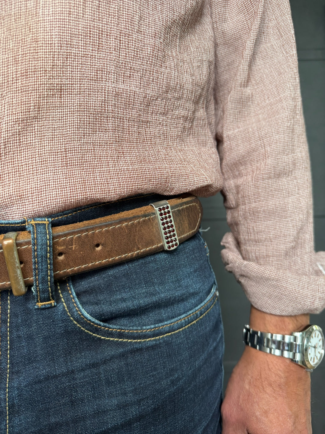 Runway Lights Silver and Garnet Belttric