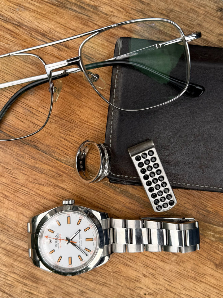 Runway Lights Silver and Black Spinel Belttric